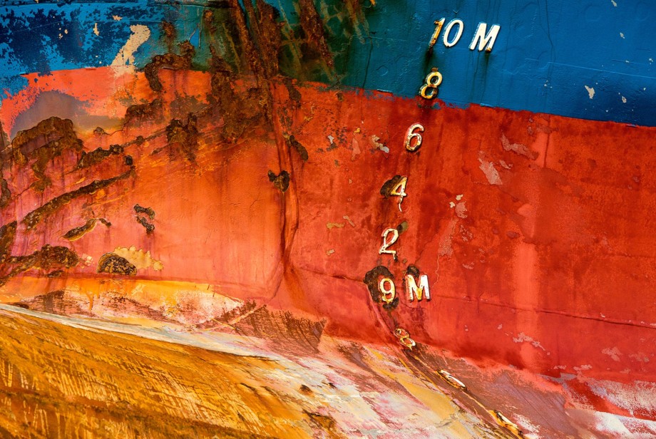 NL050 Schiffswand Tiefgang Hamburg-Wandbild auf Leinwand, Dibond oder hinter Acylglas