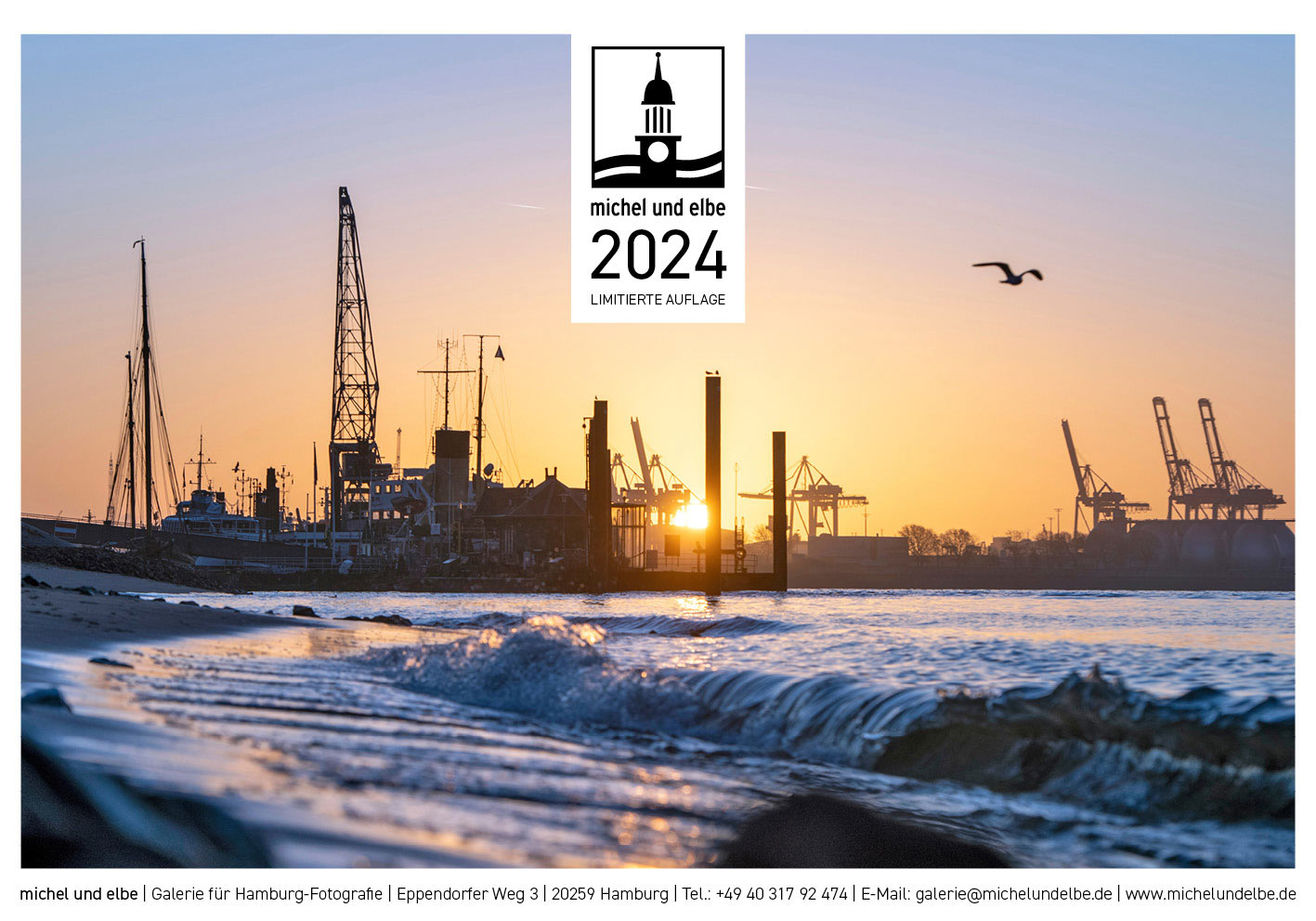 Hamburg-Kalender 2024 Farbe Michel und Elbe