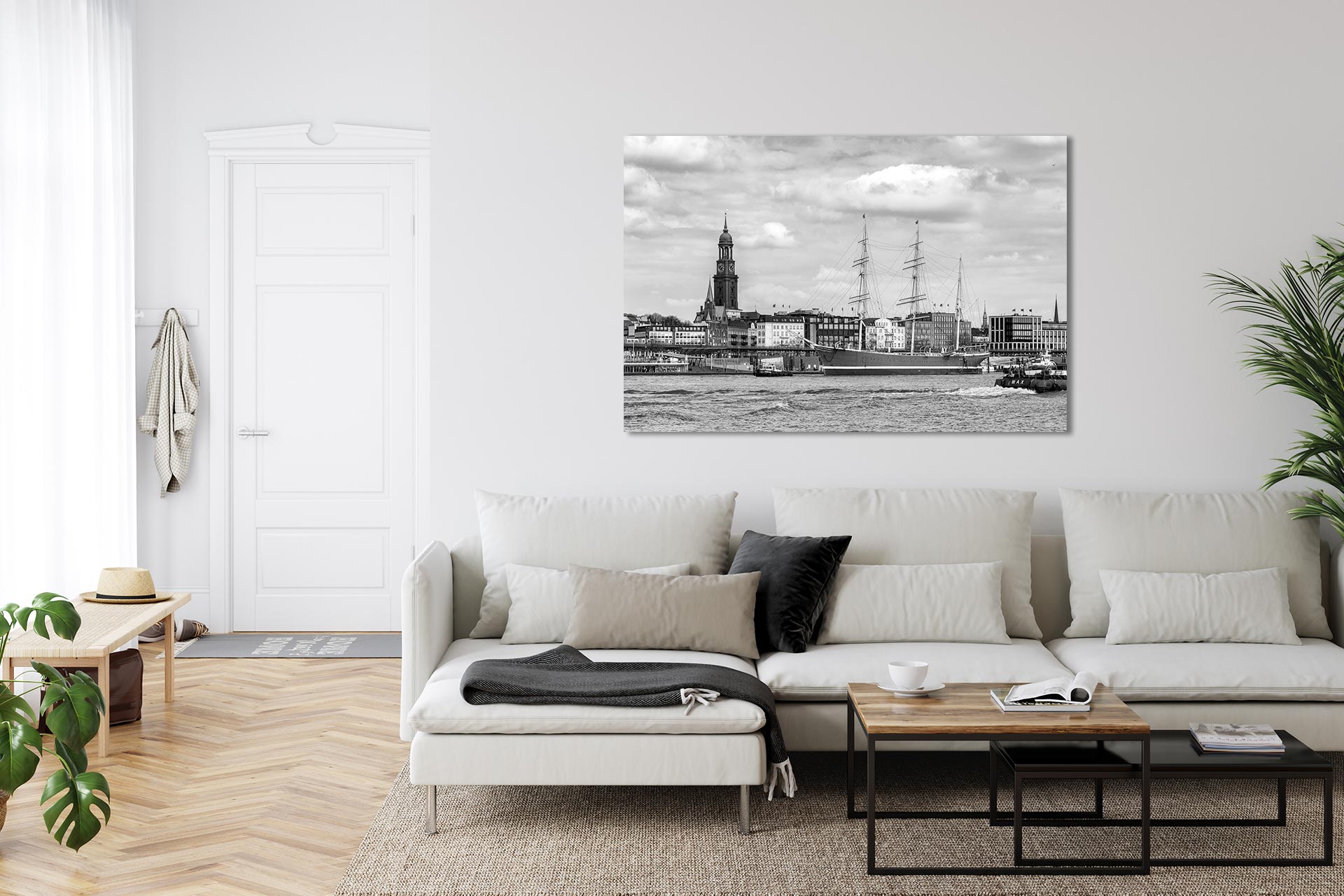 LSW108 Rickmer Rickmers Hafenpanorama Hamburg-Bild auf Leinwand Acrylglas Dibond Wohnzimmer