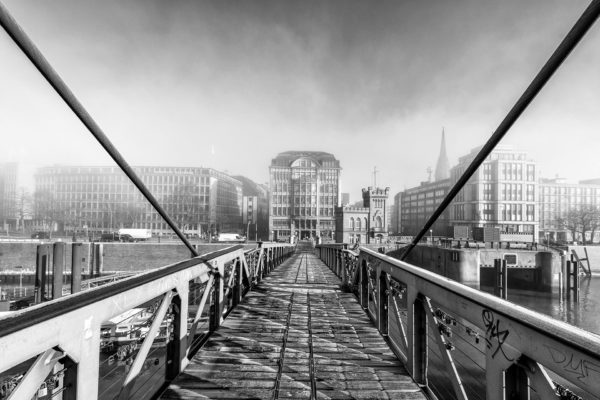 LSW112 Kibbelstegbrücke Hamburg-Bild auf Leinwand Acrylglas Dibond
