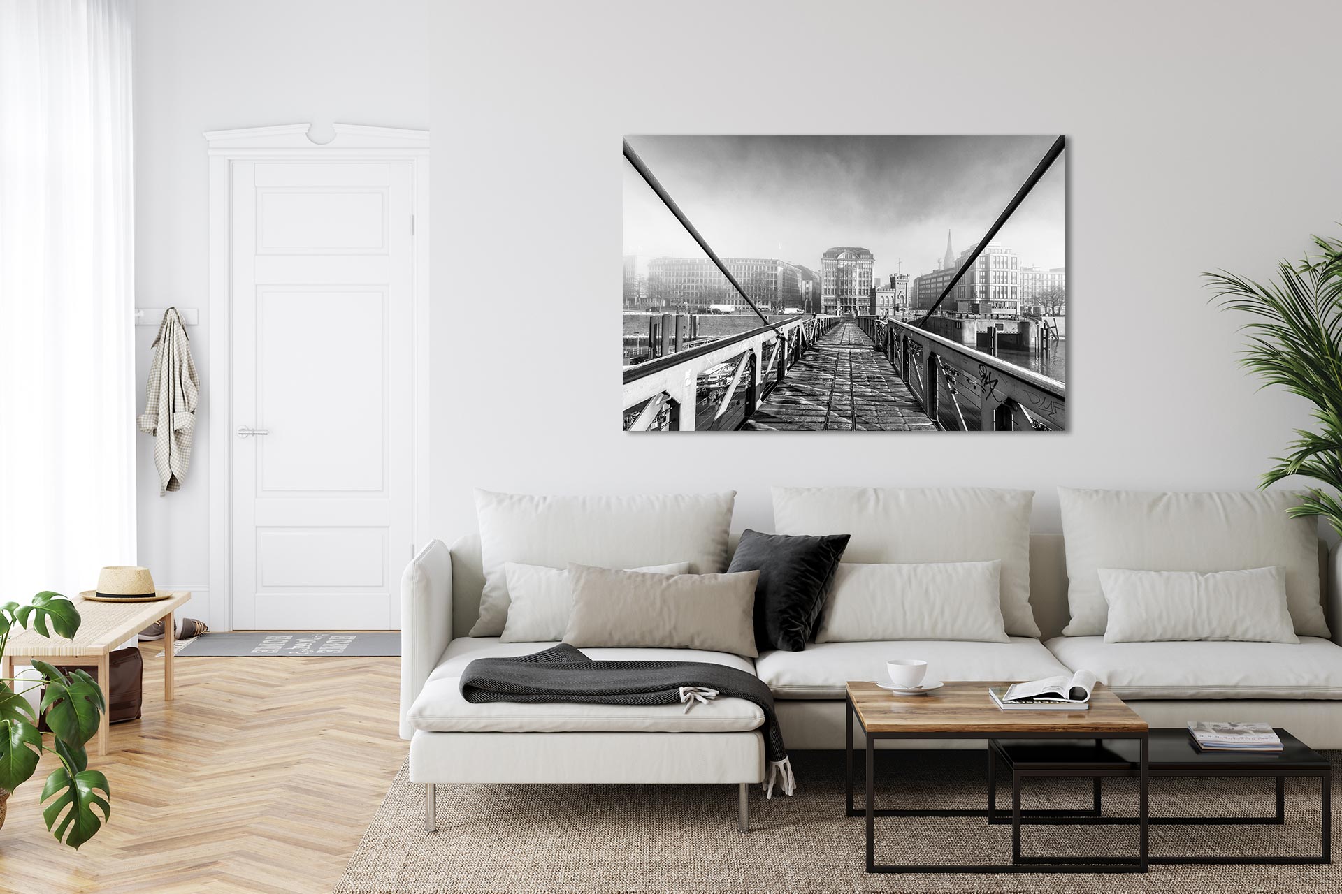 LSW112 Kibbelstegbrücke Hamburg-Bild auf Leinwand Acrylglas Dibond