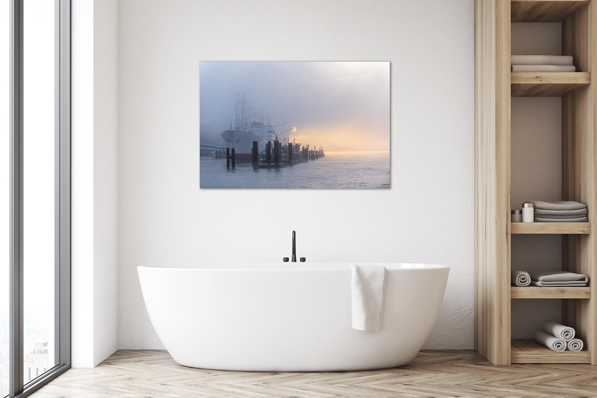 LCW310-Cap-San-Diego-im-Nebel-wandbild-auf-leinwand-acrylglas-aludibond-badezimmer