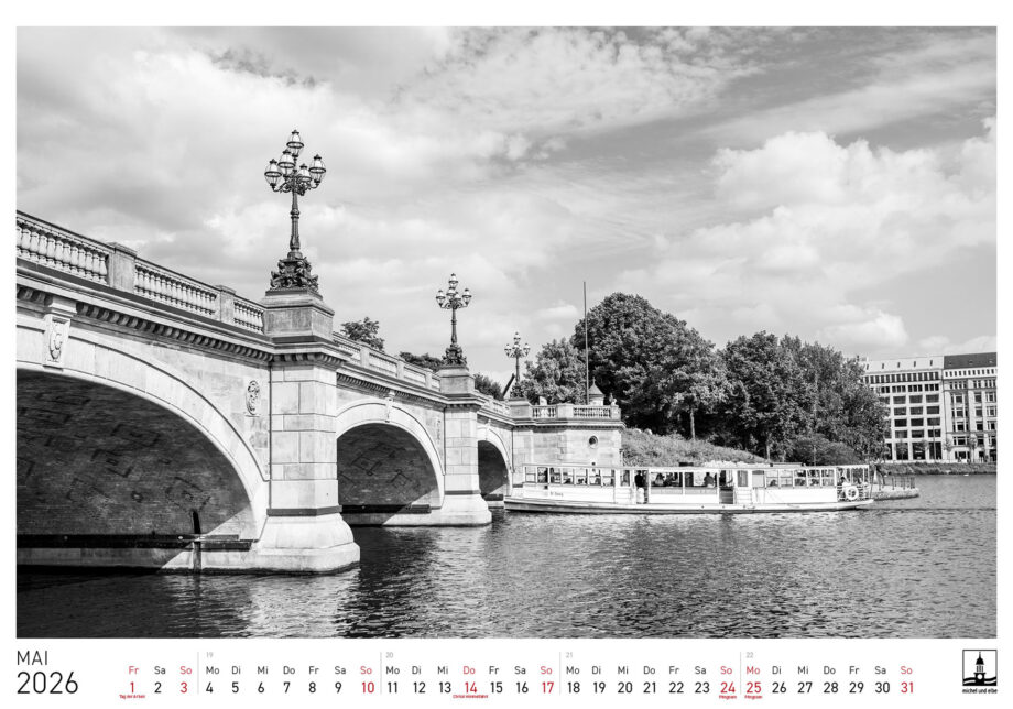 Kalender 2026 in Schwarzweiß